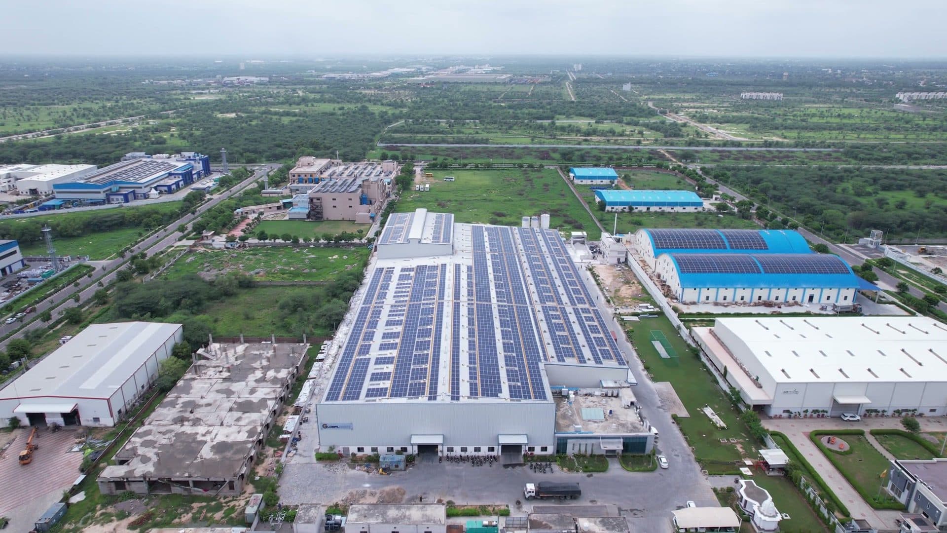 Rooftop solar on a stone manufacturing factory at SEZ, Jaipur