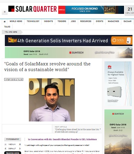 “Vision of a sustainable world” says CEO, SolarMaxx